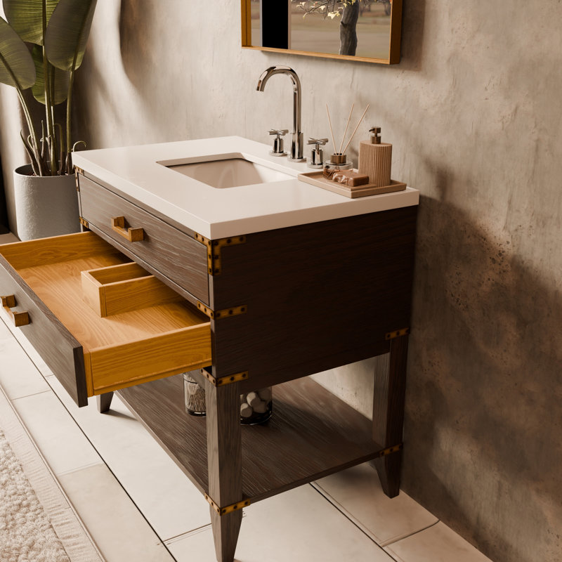 Norwalk 36 in W x 22 in D Oak Single Bath Vanity and Chrome Faucet Set, Brown Oak, White Cultured Marble