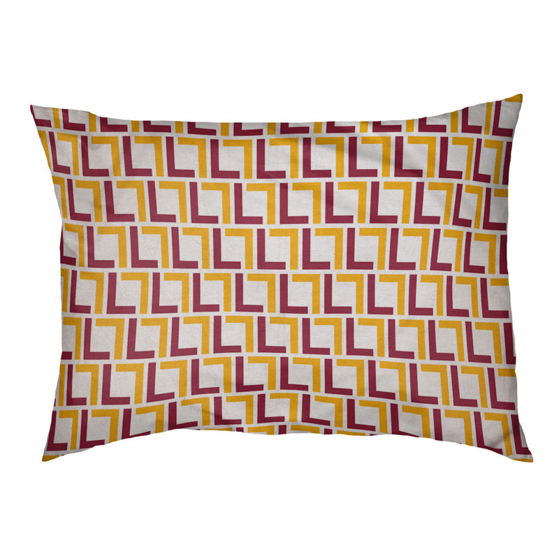 Coussin Foucault, Très grand (l 50 po x P 40 po x H 6 po), Blanc / rouge / jaune