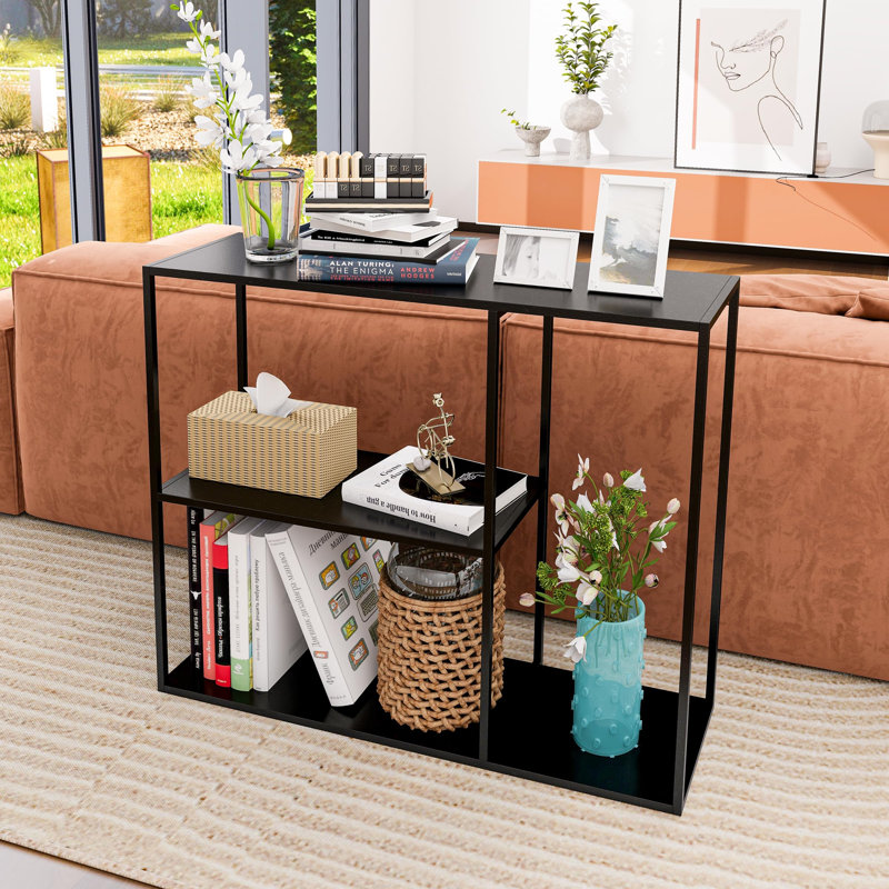Console, canapé, table d'entrée étroite et longue avec support de rangement pour l'entrée, vestibule, couloir, canapé, salon, bar, cuisine (31 po, noir)