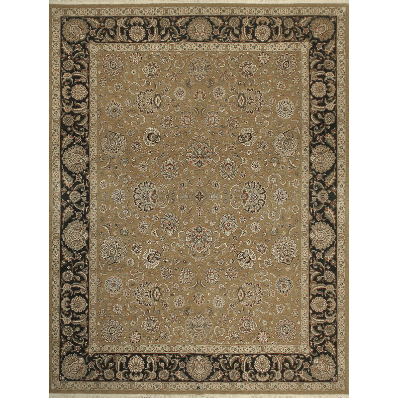 Hand Knotted Oriental Area Rug in Black/Gold/Gray, Rectangle 11' x 18'