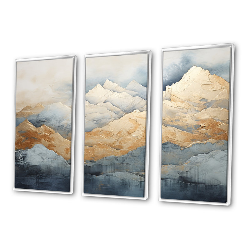«Majestic Mountain Peaks IV - Landscape Mountains», ensemble d'art sur toile, Cadre flottant blanc