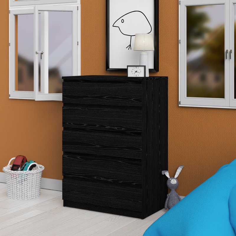 Bewe 76.8cm W 5 - Drawer Chest of Drawers, Black
