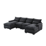 Modern Modular U-shaped Sectional Sofa with Waist Pillows,6 Seat Upholstered Symmetrical Indoor Furniture,Comfy Chenille Cloud Couch Set with Chaise Lounge for Living Room,Apartment