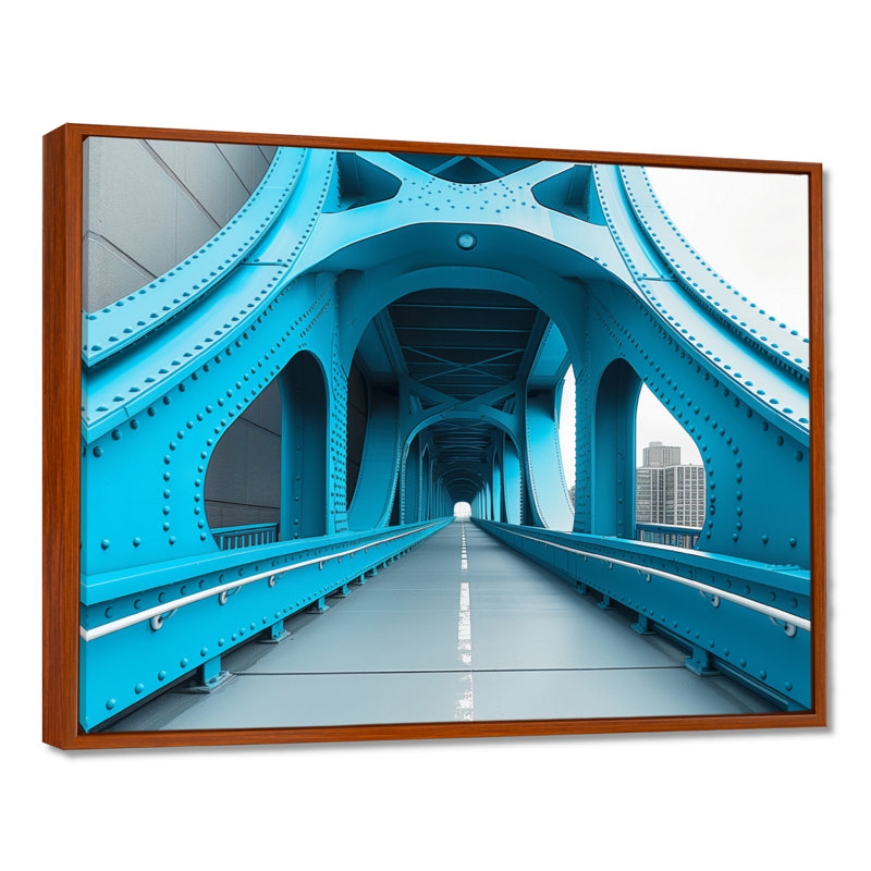 Blue Blue River River Ramp Walkway - Bridges, décoration murale, Toile avec cadre flottant brun, H 12 po x l 20 po x P 1 po