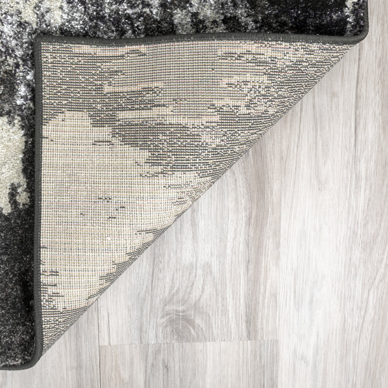 Moderno Pewter Rectangular 3'3" x 5'3" Easy-Care Rug