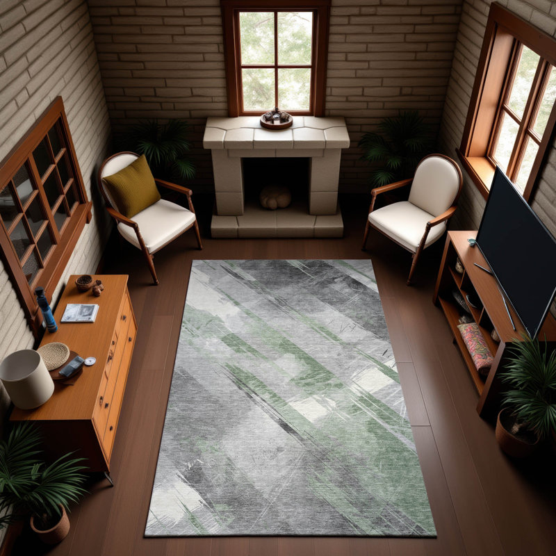 Tapis à rayures Floyd AMF1535 lavable à la machine de qualité supérieure, Rectangle 2 pi 6 po x 3 pi 10 po