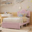 Lit simple tapissier à DEL avec tiroirs de rangement, lit pour filles avec tête de lit à fleurs-1540429663-1540429666