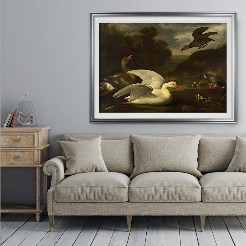 « rétro-salissures d’eau », impression, Cadre argenté, H 31 po x l 43 po x P 1,5 po, Blanc mat