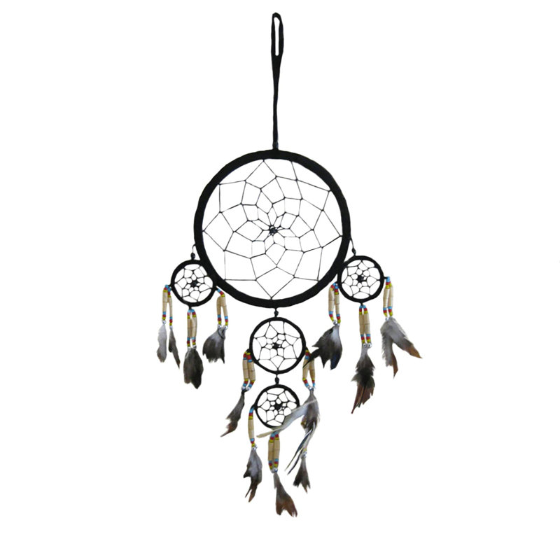 Mandala attrape-rêves avec plumes, Noir