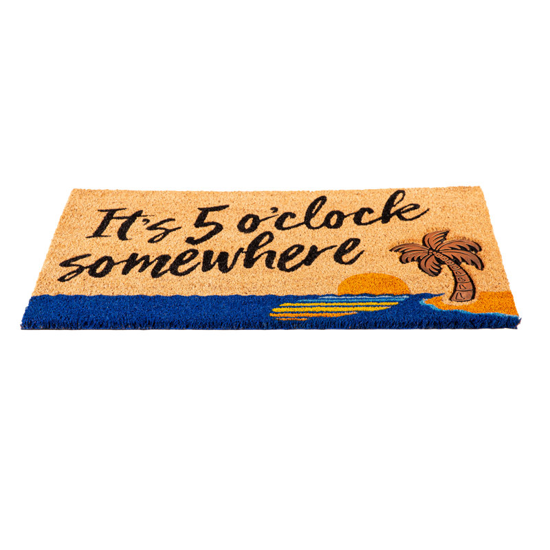 It's 5 O'clock Somewhere with Rubber Embossed Palm Tree Mat