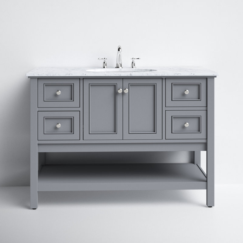 Bonsai 48'' Single Bathroom Vanity with Marble Top, Gray
