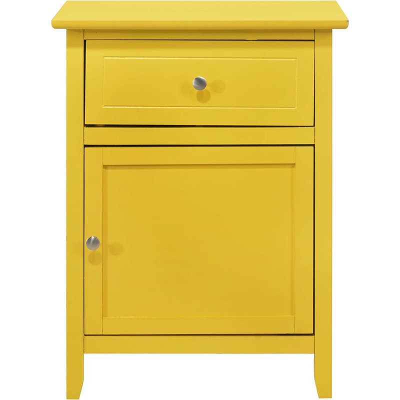 CoSoTower Modern Yellow Wood Veneer Nightstand with Storage