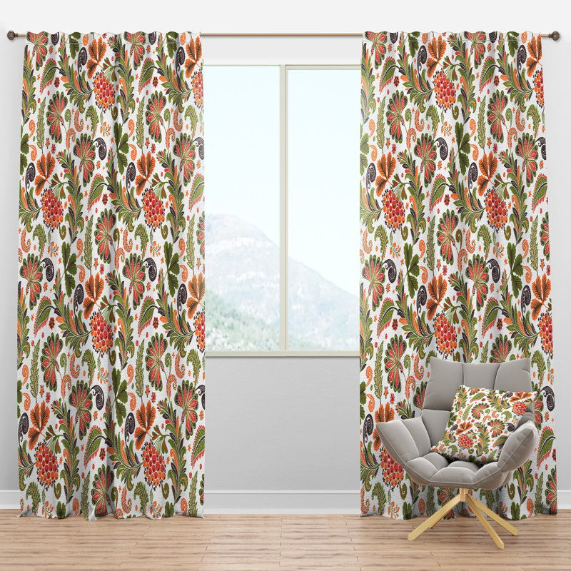 Panneau de rideau simple semi-diaphane avec passe-tringle Mid-Century Fantasy I, l 52 po x L 63 po