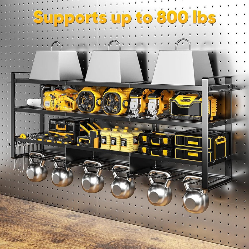 Heavy Duty Wall Mount Power Tool Organizer with Built In Charging Station