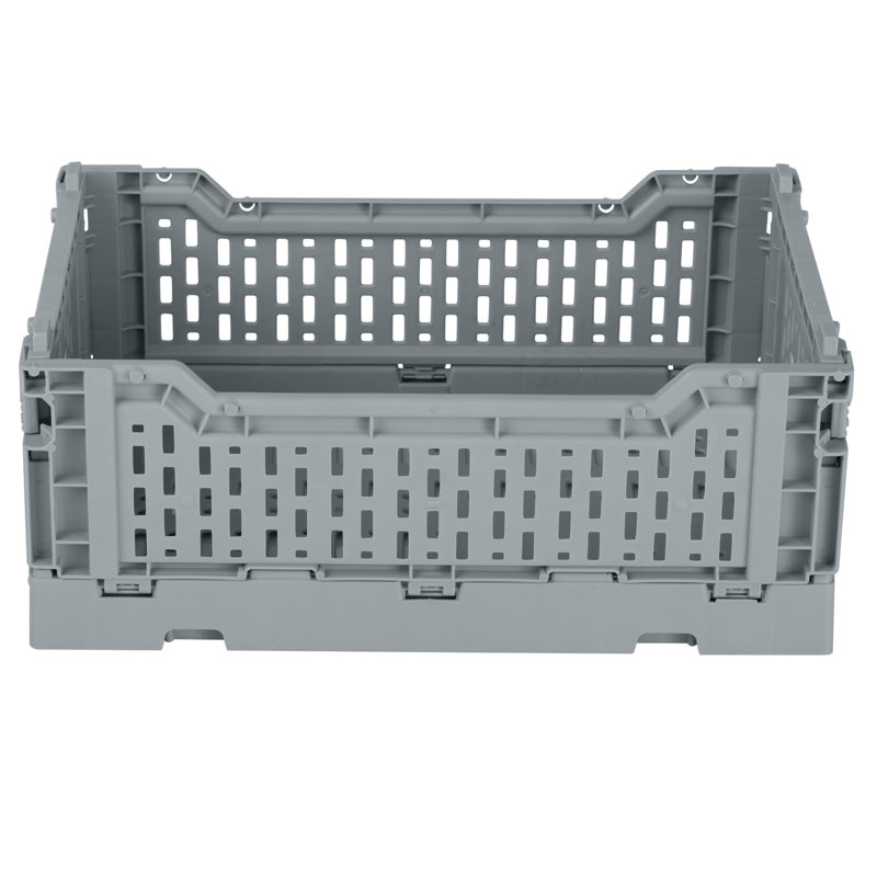 Simplify Plastic Crate, Grey, 4.13" H x 10.63" W x 6.69" L