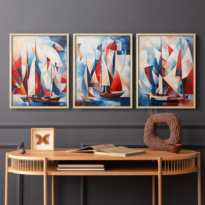Sea and Shore  Series  XCV  -Set Of 3 Framed Giclee Prints -Ready to Hang