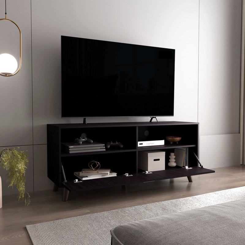 Meuble télé, 1 porte, 2 tablettes, wengé noir