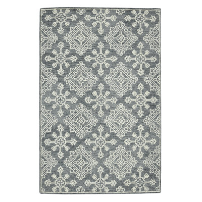 Tapis en laine naturel à motif géométrique transitionnel Laurent