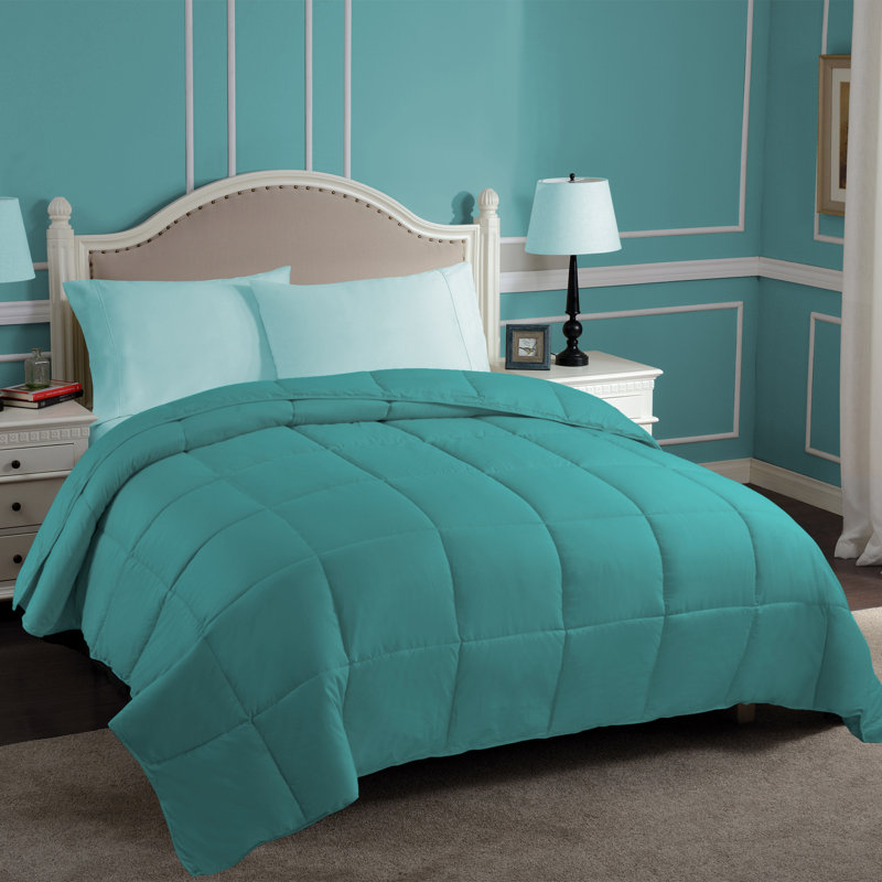Classic All Season Reversible Medium Weight Hypoallergenic Down Alternative Comforter, Turquoise, Twin