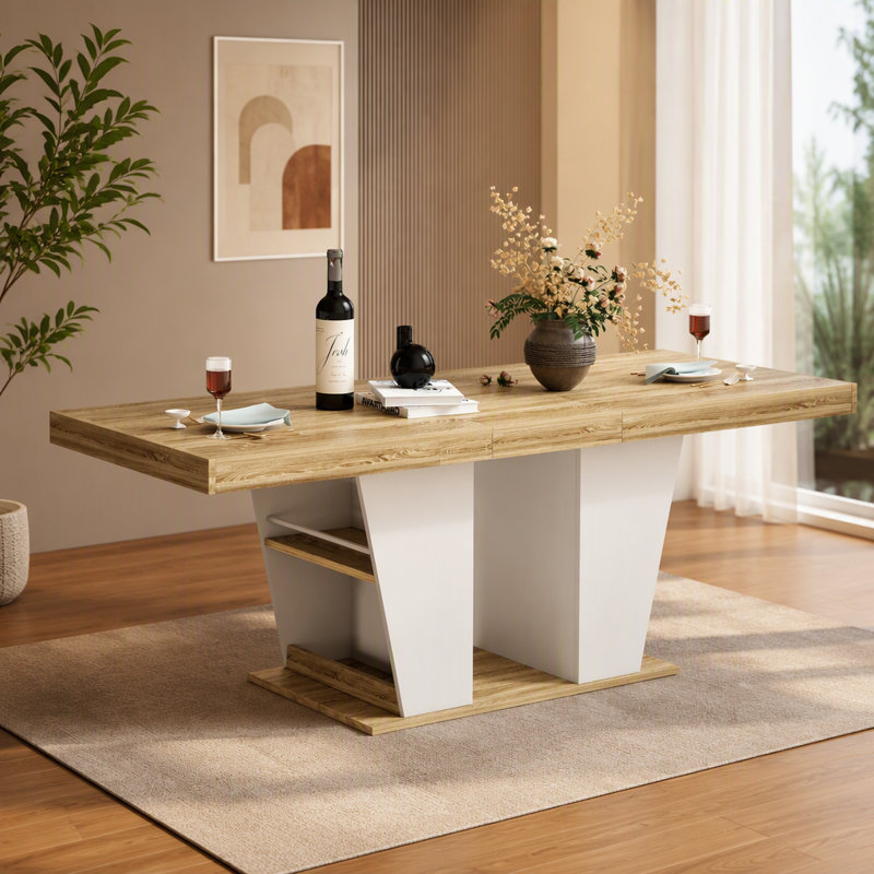Table de salle à manger, Natural+White