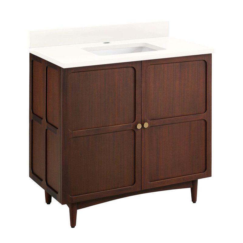 36" Delavan Vanity With Rectangular Undermount Sink, Arctic White Quartz, Single-Hole