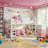 Low Loft Bed with Pull-Out Desk & Storage Drawers and Ladder Shelves LED Metal House Beds-1855897064
