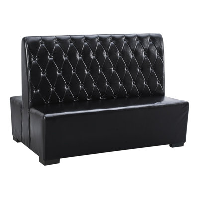 44"H, Button Tufted Vinyl Back Upholstered Double Booth in Black