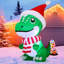 Dinosaure de Noël gonflable 5 pi avec chapeau à lumières DEL intégrées