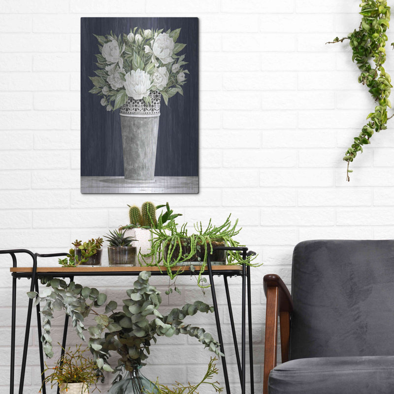 Winston Porter «Punched Tin White Floral» par Cindy Jacobs, art mural en métal, H 16 po x l 12 po