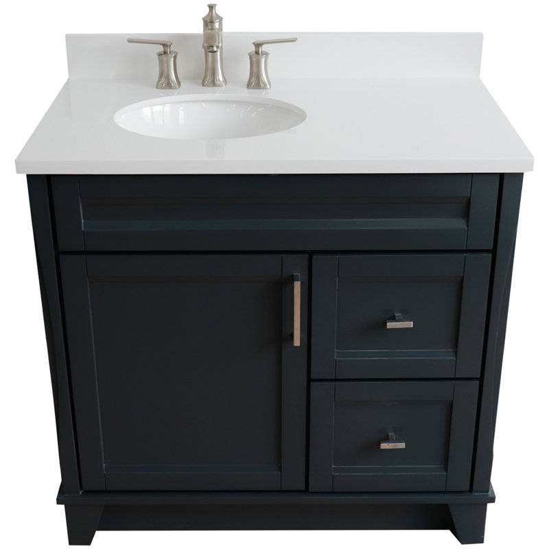 Ensemble de meuble-lavabo simple 37 po Emaline, Gris foncé