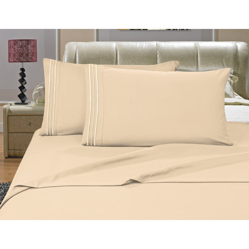  1500 Thread Count Microfiber Sheet Set, Cream, Split King
