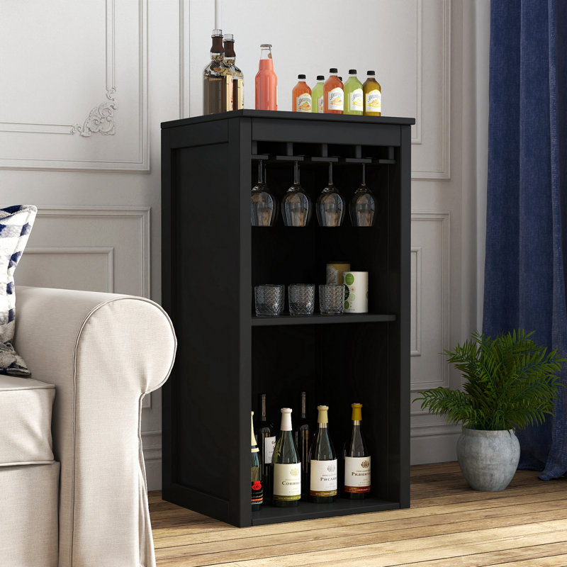 Armoire à vin noire modulaire avec tablettes de rangement et huche pour salle à manger