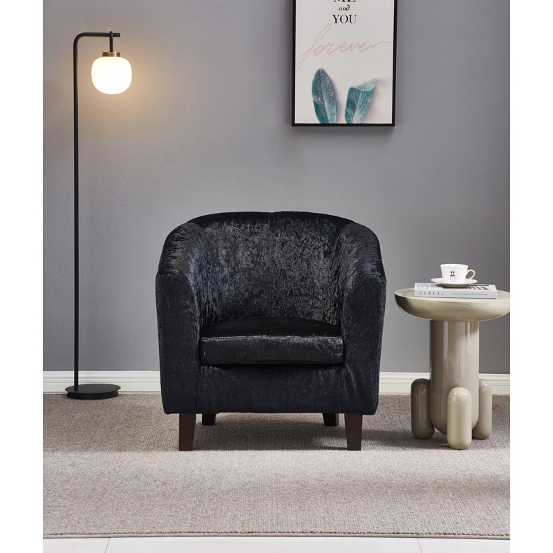 Upholstered Barrel Chair, Black