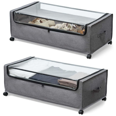 Under Bed Storage With Wheels, Under Bed Storage Containers,Underbed Shoe Storage, Drawers For Under Bed, Lockable, Heavy Duty, XXXXL Size 90L