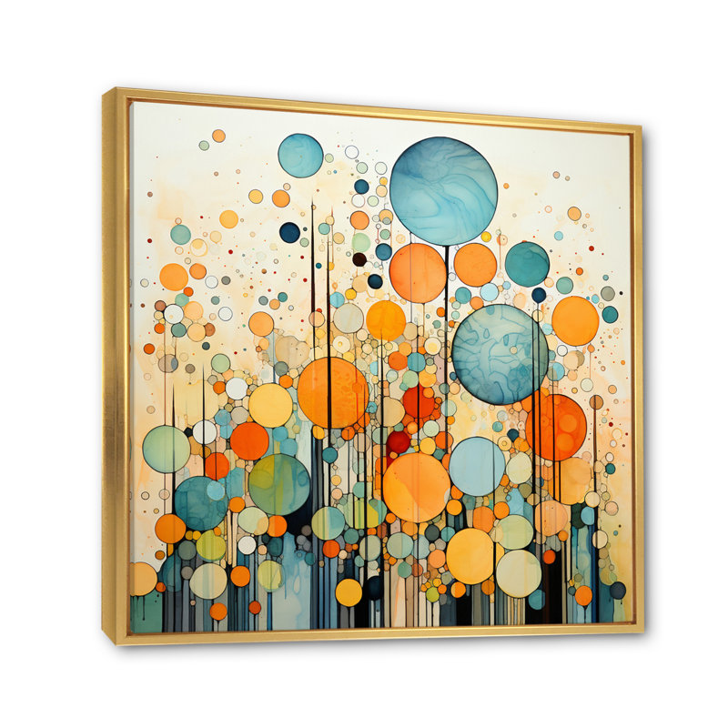 Retro Remix IV - Abstract Collages Canvas Wall Art, H 16 po x l 16 po x P 1 po, Cadre flottant doré
