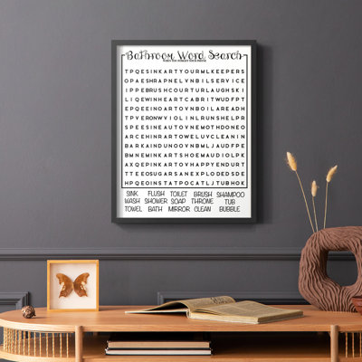 Bath Word Search Framed Print - Solid Wood