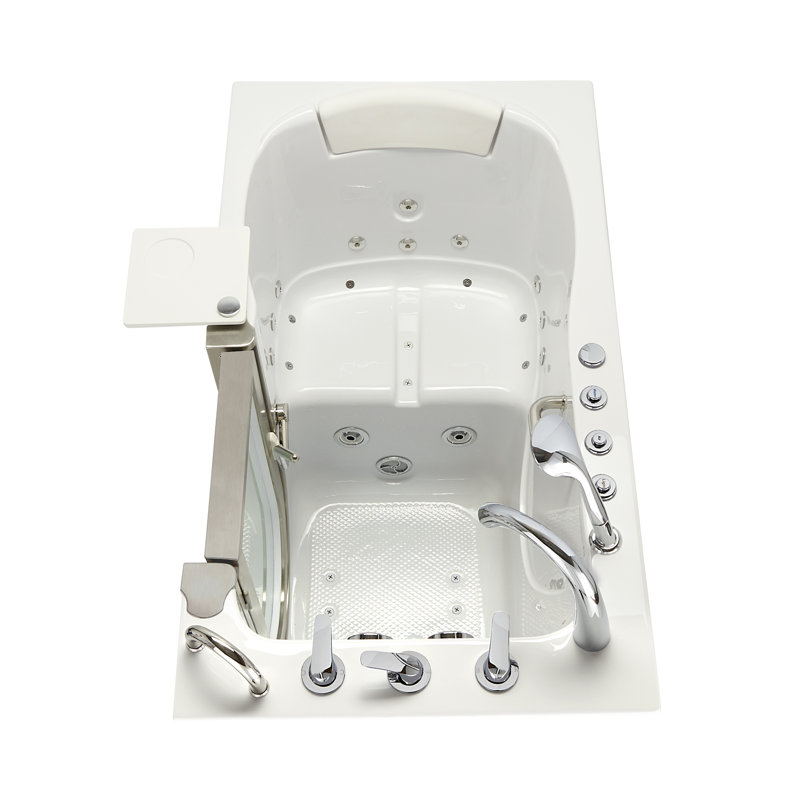 Ella Royal 32"x52" Acrylic Air and Hydro Massage and Heated Seat Walk-In Bathtub with Right Inward Swing Door, 5 Piece Fast Fill Faucet, 2" Dual Drain