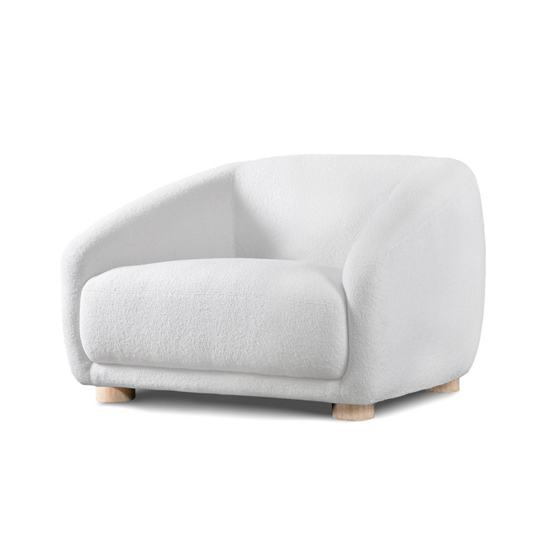 Celal Modern Arm Chair, White Teddy