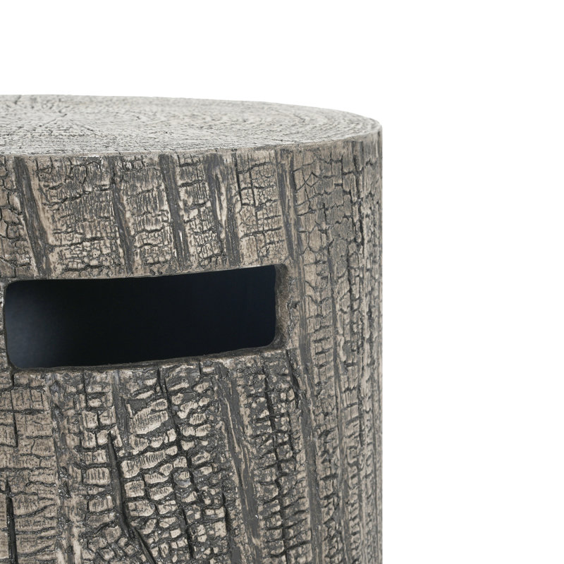 Porte-réservoir et table d'appoint en oxyde de magnésium 16 x 20 pouces, aspect gris, conception ronde, béton léger, sans assemblage pour les rassemblements de loisirs en plein air