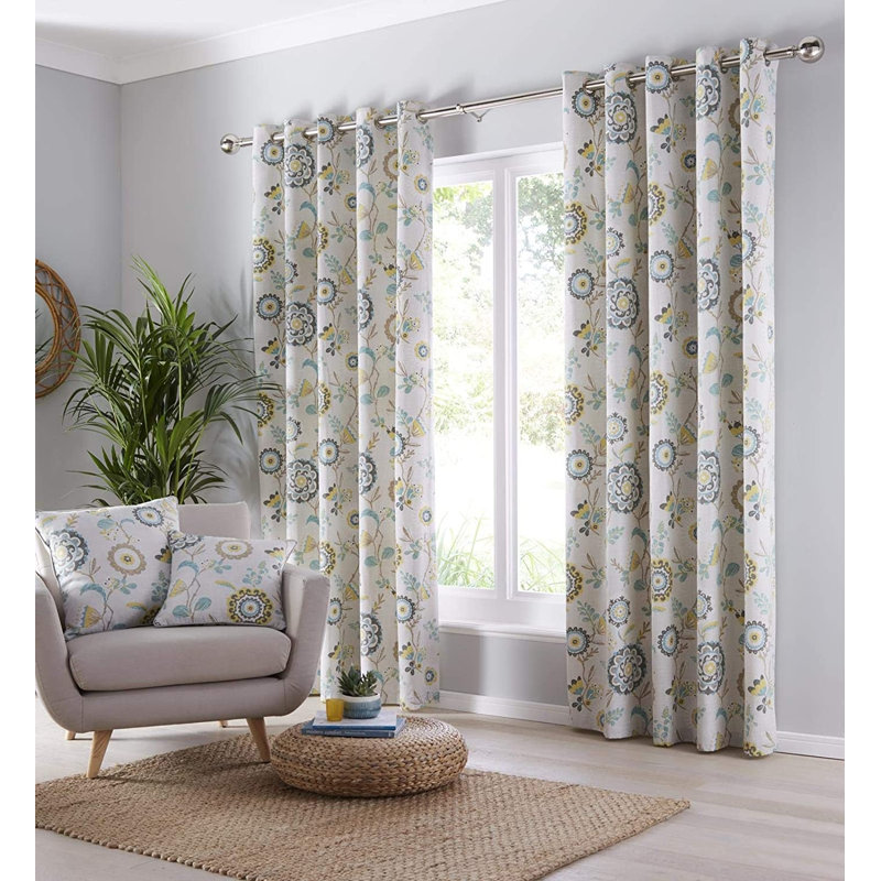 Charleston Room Darkening Curtain Panel Pair, Teal, Width 168 x Drop 183 cm