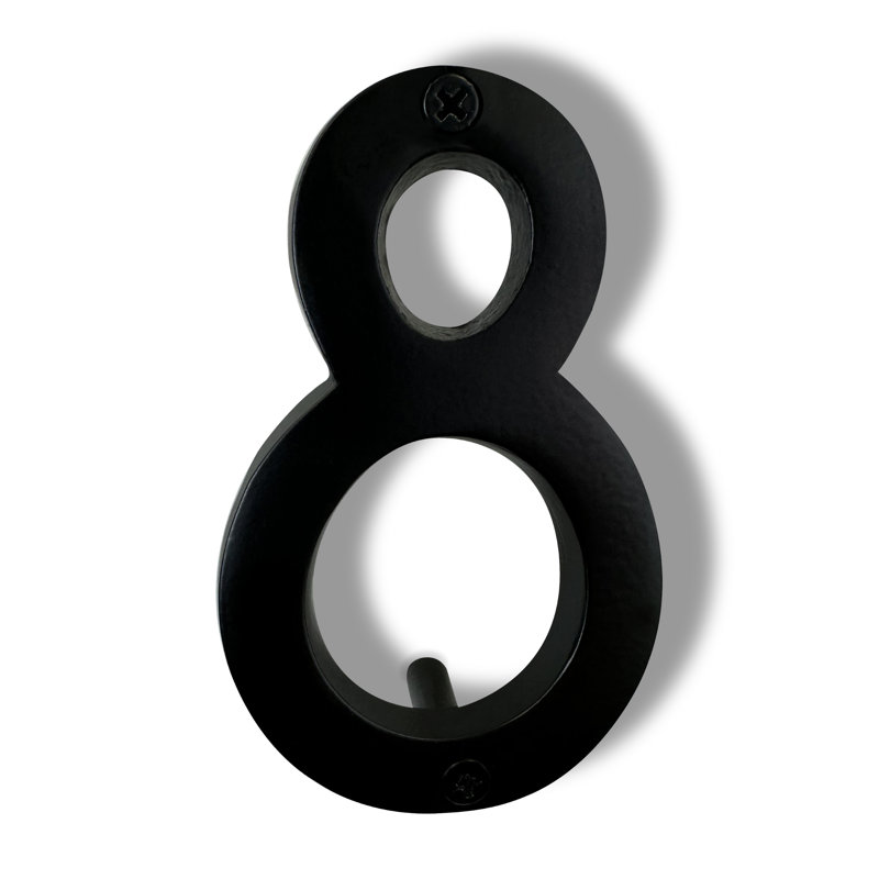 Numéro de maison en métal flottant, 8, Bleu, 5"