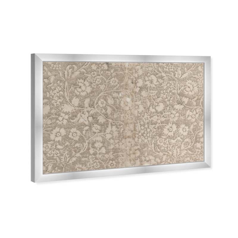 Aesthetic Beige Floral Pattern Canvas by Oliver Gal, 32" H x 47" W, Silver