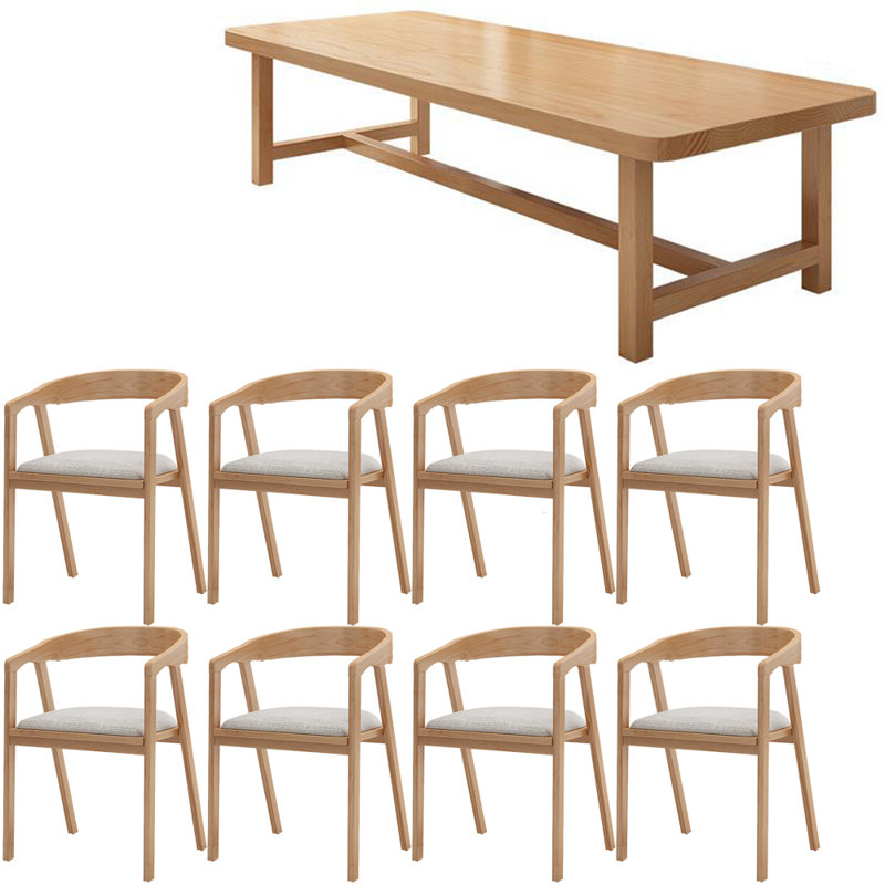 Modern simple solid wood conference table set, 29.5"H x 94.4"L x 39.3"W