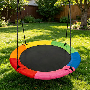 40-Inch Rainbow Saucer Swing for Kids & Adults | Heavy-Duty Tree Swing with 600lb Capacity & Safety Certification