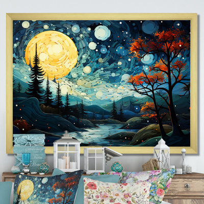 «Dreamy Mountain Scenery At Night III - Winter Landscape», art mural