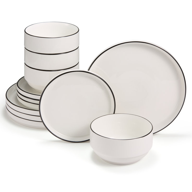  Dinnerware Set, 12 Piece Service For 4, Ceramic, French, French