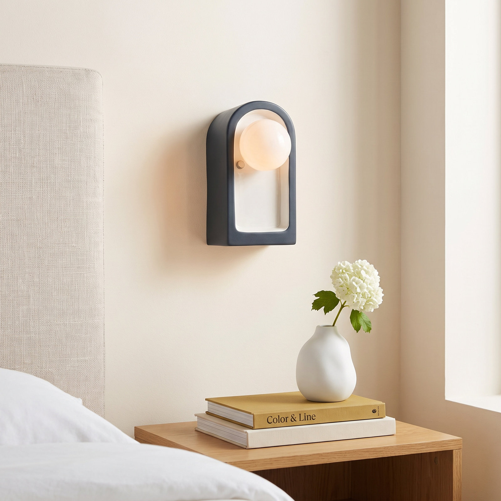 Rosalino Single Light Ceramic Sconce, Midnight Sky/Matte White