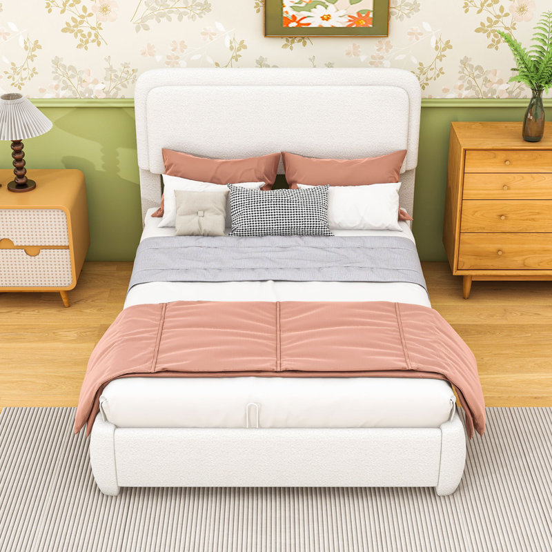 Lit plateforme tapissier avec tête de lit ajustable Boucle, Double
