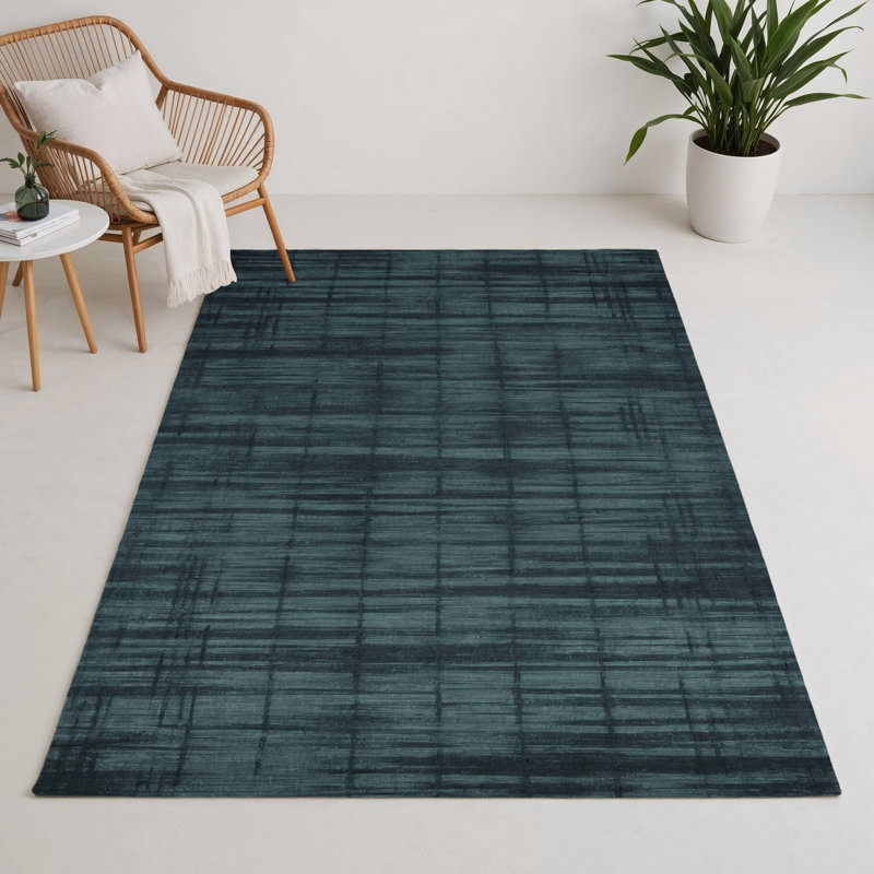 Abstract Green Indoor and Outdoor Area Rug, Rectangle 5' x 7'