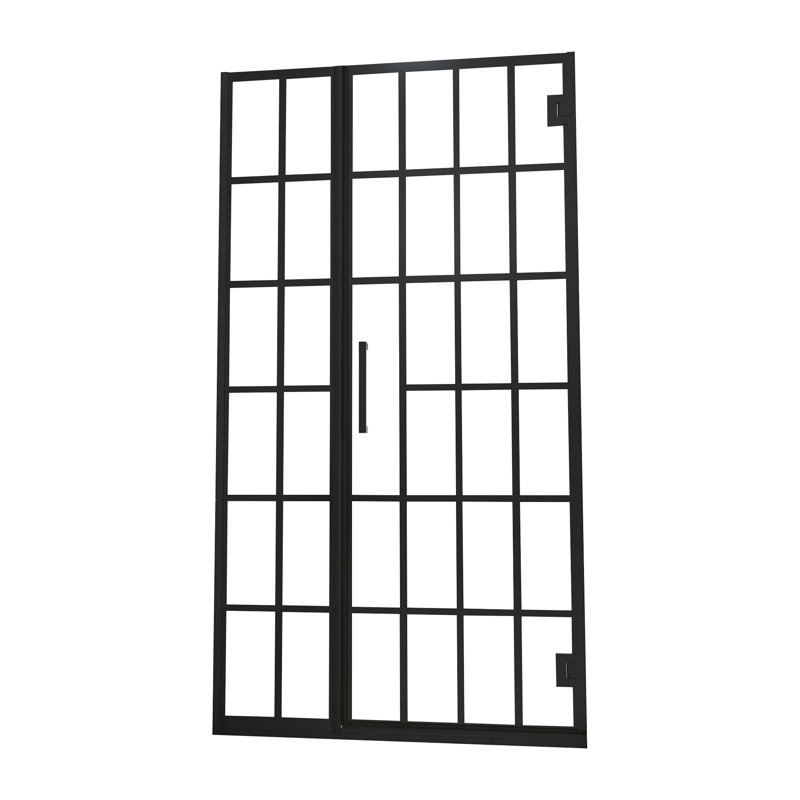 Shower Door 34" W X 72" H Pivot Frameless Shower Door With Pattern Glass, 2/5 In. (10Mm), Open Entry Design In Matte Black